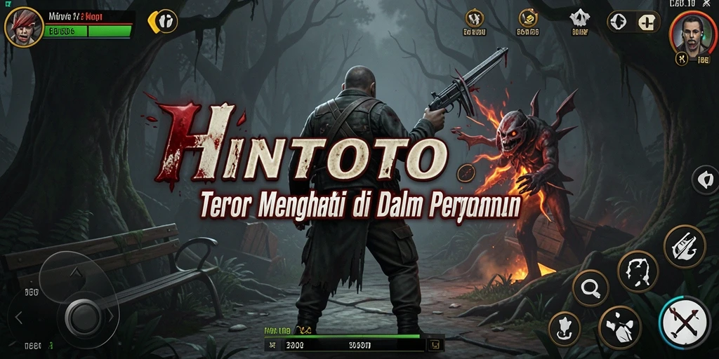 Screenshot gameplay HINOTOTO dengan suasana menegangkan dan efek visual yang mencekam.