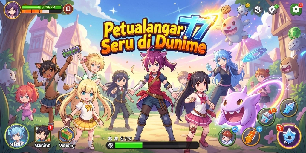 Tangkapan layar gameplay KEREN77 yang penuh aksi dan karakter Anime.