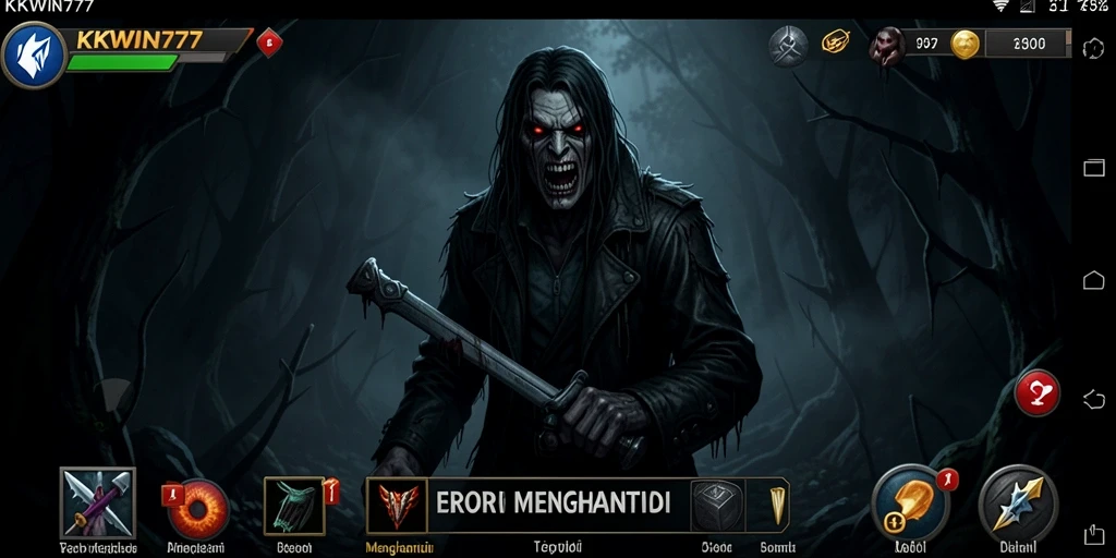 Tampilan gameplay seram di KKWIN777 dengan makhluk mengejutkan.