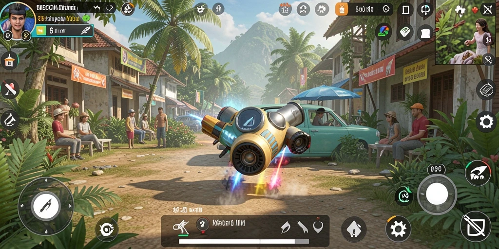 Tangkapan layar gameplay MBOOM yang menunjukkan interaksi karakter dalam simulasi.