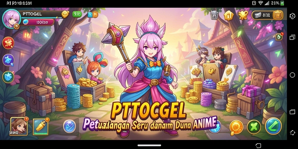 Tampilan gameplay seru PTTOGEL dengan banyak karakter anime.