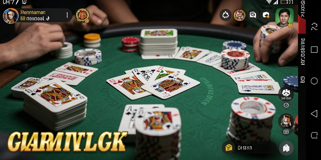 Screenshot UH77 menunjukkan gameplay Gaple yang seru dan interaktif.
